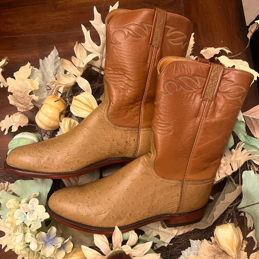 Lucchese smooth ostrich skin cowboy boot